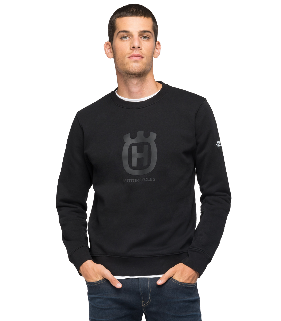 コットンクルーネック スウェットシャツ REPLAY FOR HUSQVARNA 詳細画像 ブラック 1